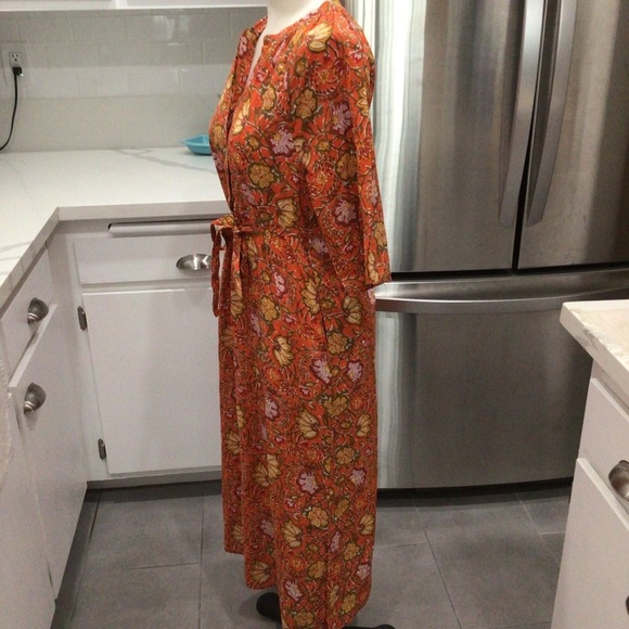 Anthropologie dRA Los Angeles Orange Floral Print Cottage Core Cotton Dress S - Picture 4 of 10